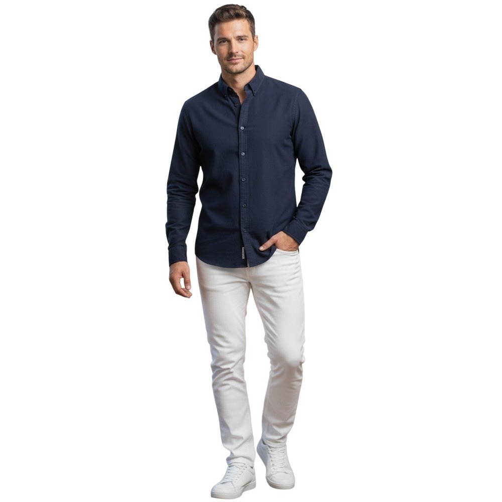 Vineyard Vines Solid Whale Denim Shirt Navy Heather M